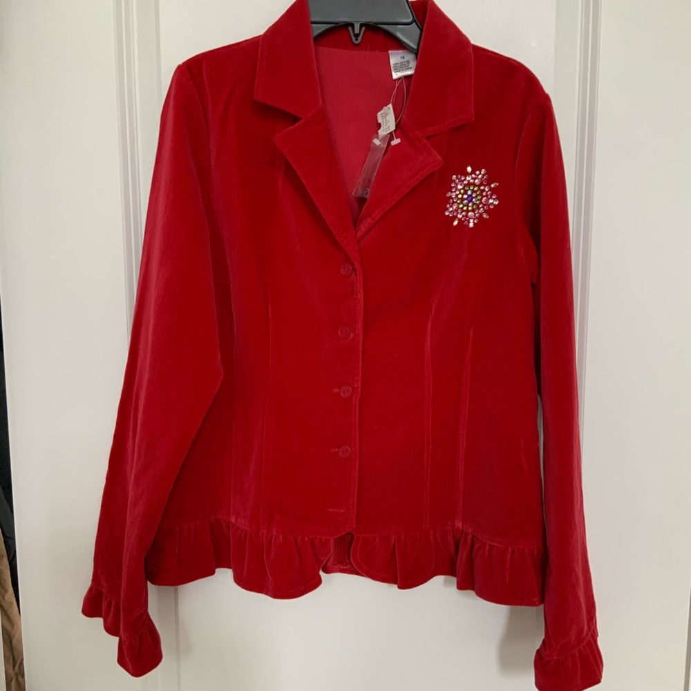 Talbots Kids Girl Red Velvet Blazer